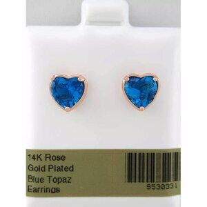 AAA Blue Topaz 2.80 Cts Stud Earrings 14k Rose Gold Plated